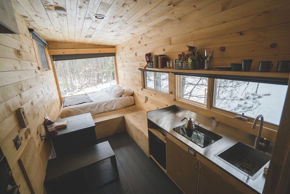 Getaway cabin interior kitchen 