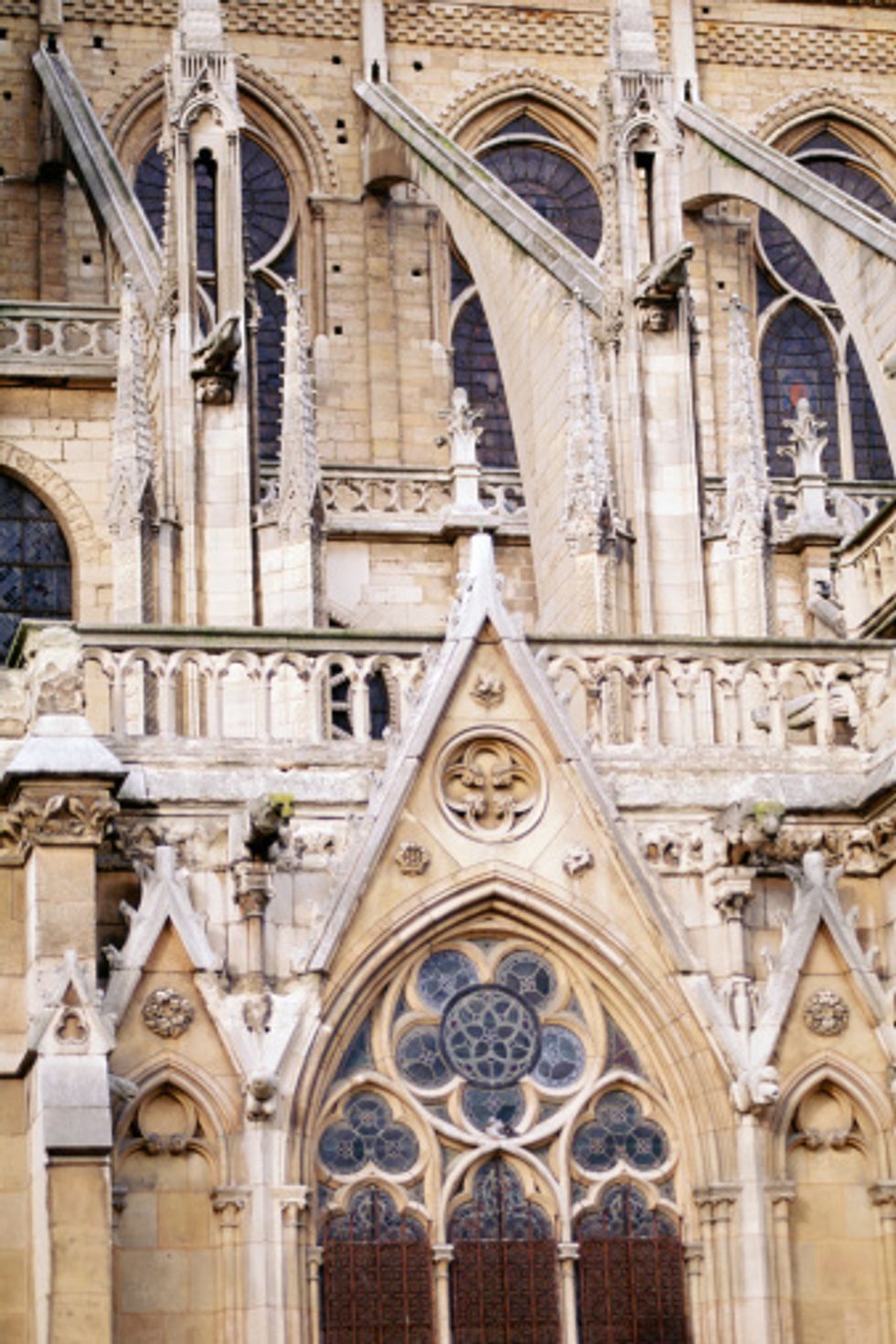 The flying buttress adds extra support to the massive building